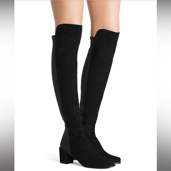 Stuart Weitzman Black Suede Over the Knee Boots - Picture 1 of 9